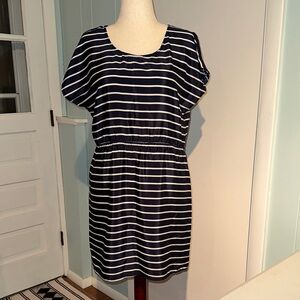 Fun & Flirt Navy and White Striped Mini Dress